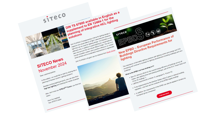Multiple screenshots of the SITEO newsletter