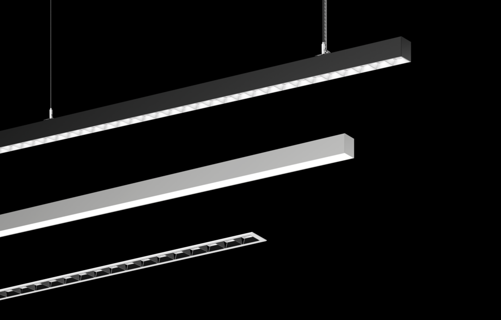 SITECO office luminaire Silica 21 in different configurations.