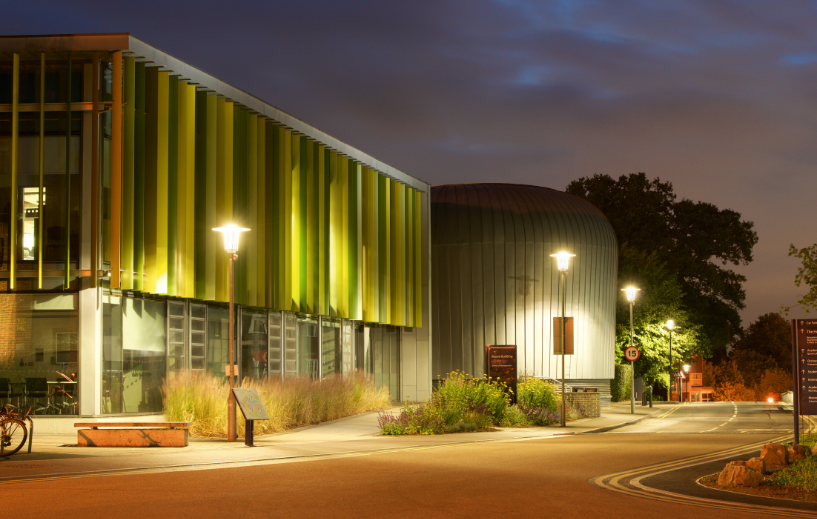 Well-lit outdoor area of an educational institution